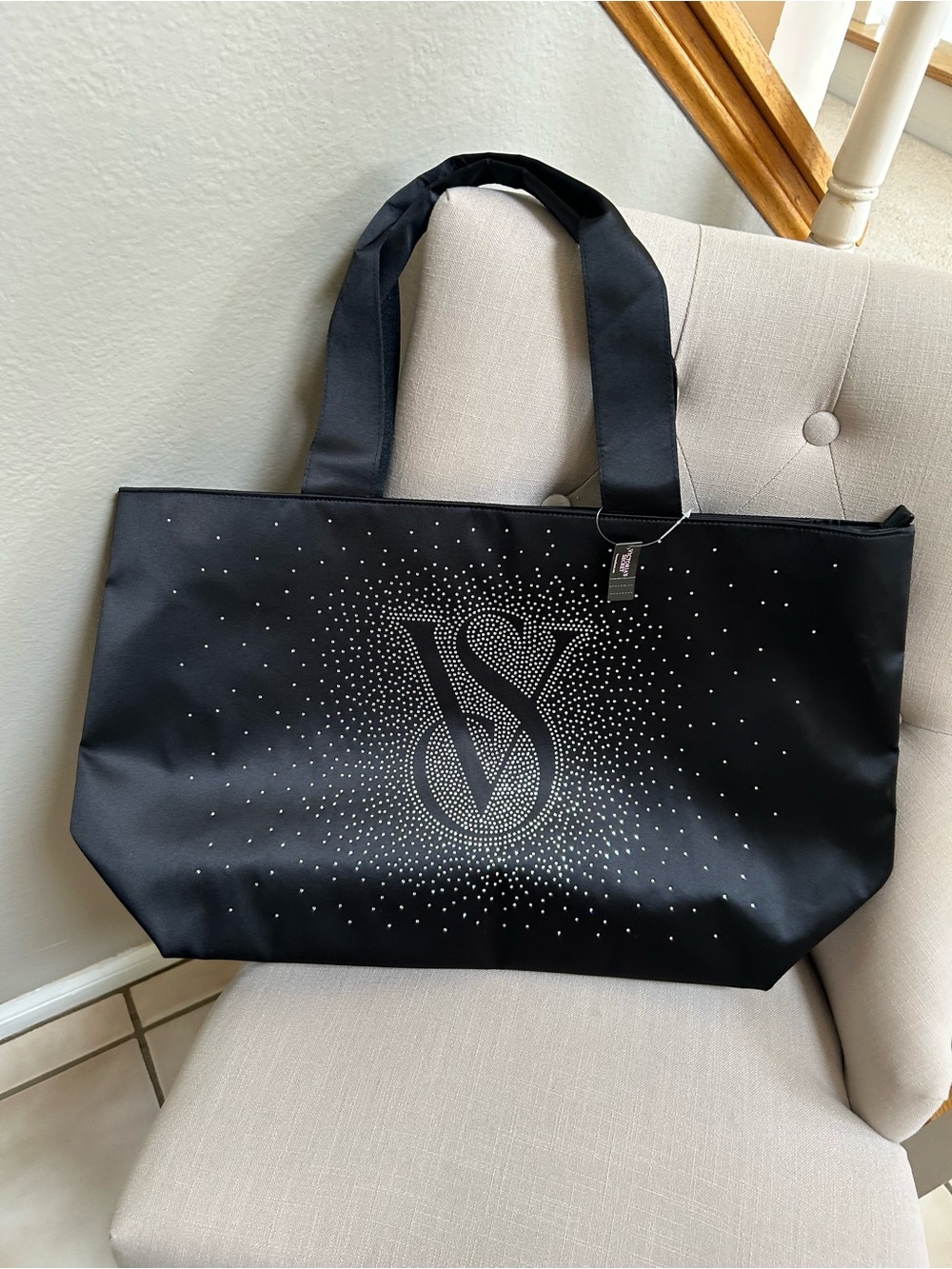 Victoria's Secret Black Rhinestone Monogram Tote